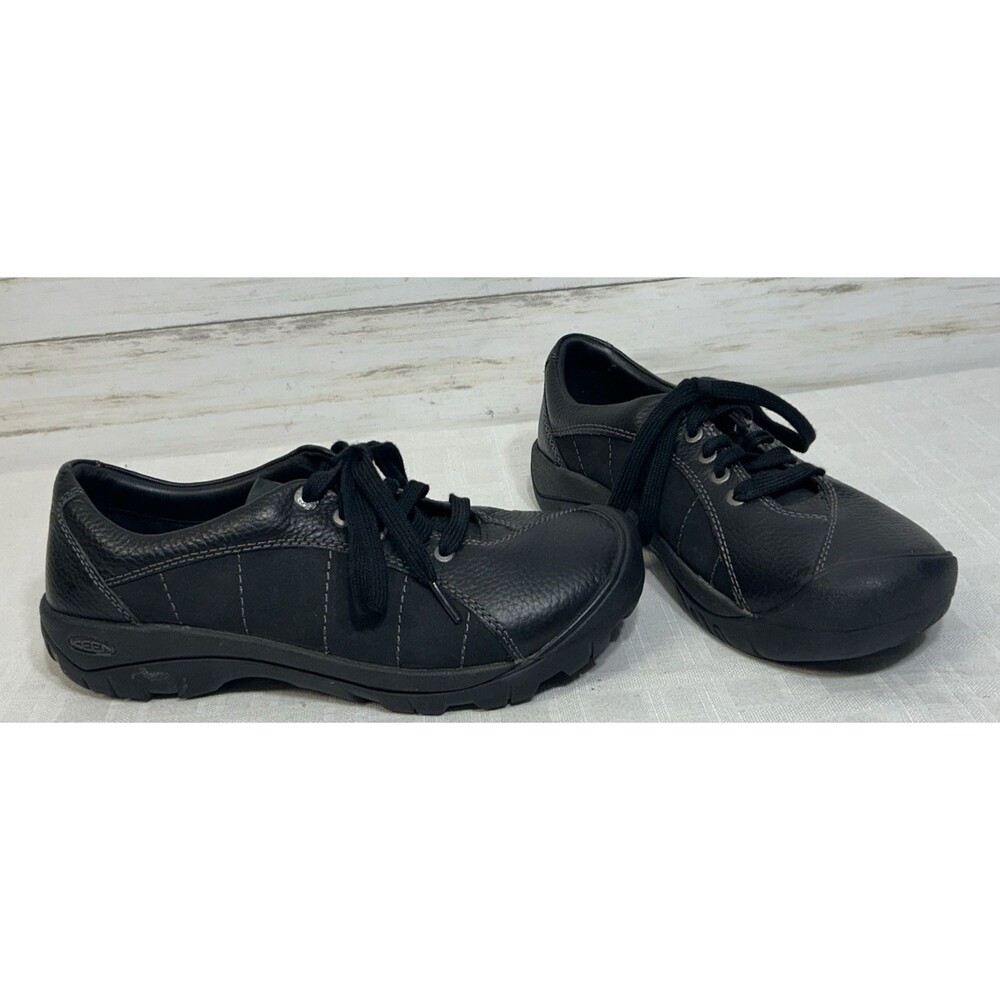 NEAR NU! KEEN PRESIDIO Size 10 Womens Black Leather Low Top Casual Shoe Lace Up